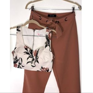 Dusty Pink Trouser & Floral Top Set